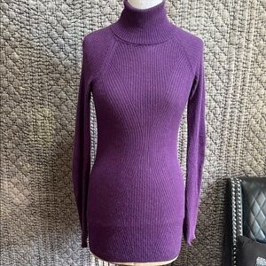 Elegant Purple Women's Turtleneck Sweater 100%Cashmere